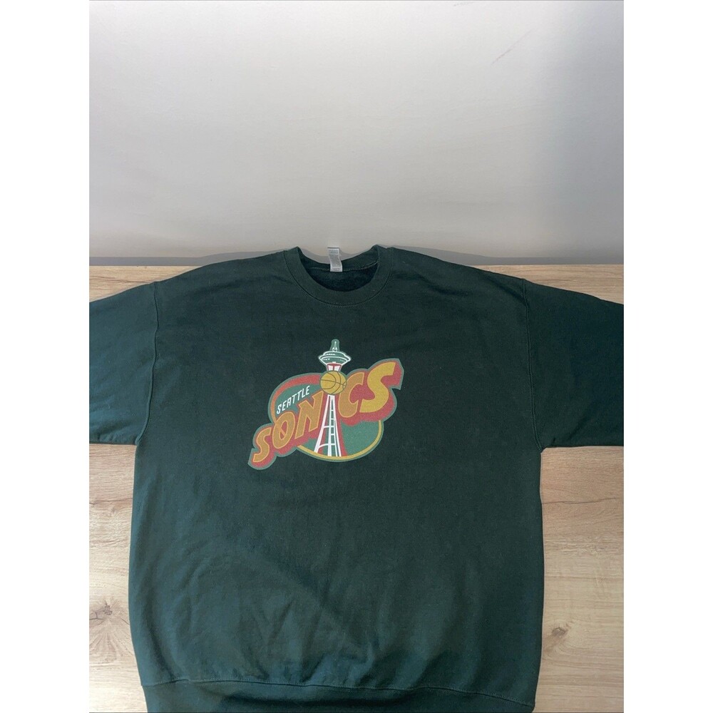 Seattle SuperSonics Crewneck Sweatshirt XL Green Space Needle NBA Retro Remake